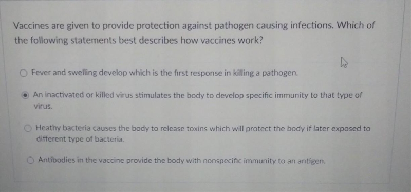 Vaccines are given to provide protection against pathogen causing infections. Which-example-1