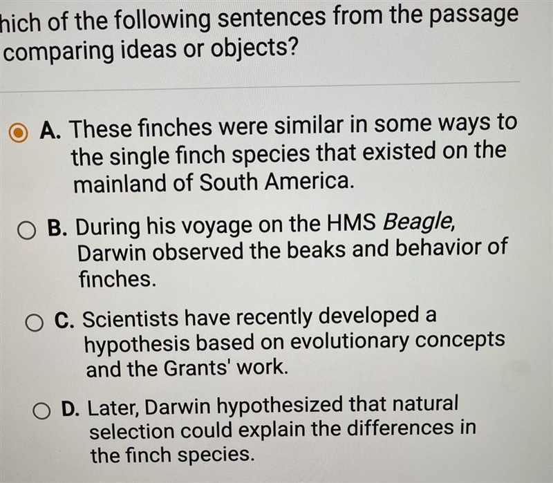 During his voyage on the HMS Beagle, Darwin observed the beaks and behavior of finches-example-1