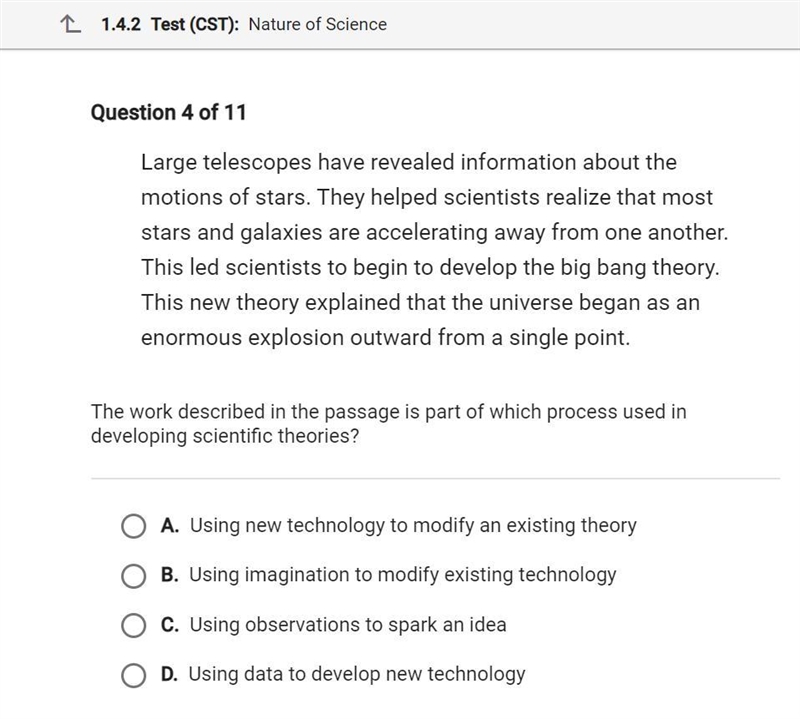 large telescopes have revealed information about the motions of stars. they helped-example-1