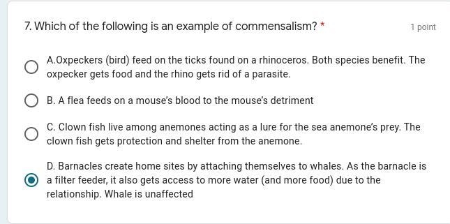 which of the following is an example of commensalism? i just need someone to check-example-1