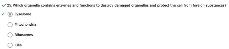 Which organelle contains enzymes and functions to destroy damaged organelles and protect-example-2