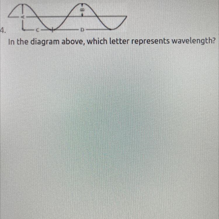 In the diagram above, which letter represents wavelength?-example-1