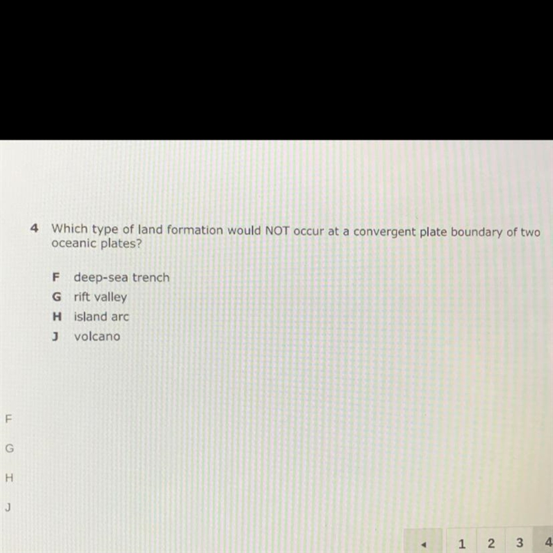 Which type of land formation would NOT occur at a convergent plate boundary of two-example-1