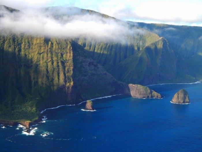 Describe the causes of Weathering and Erosion here: (image 1 with grass) Hawaii Coastal-example-2