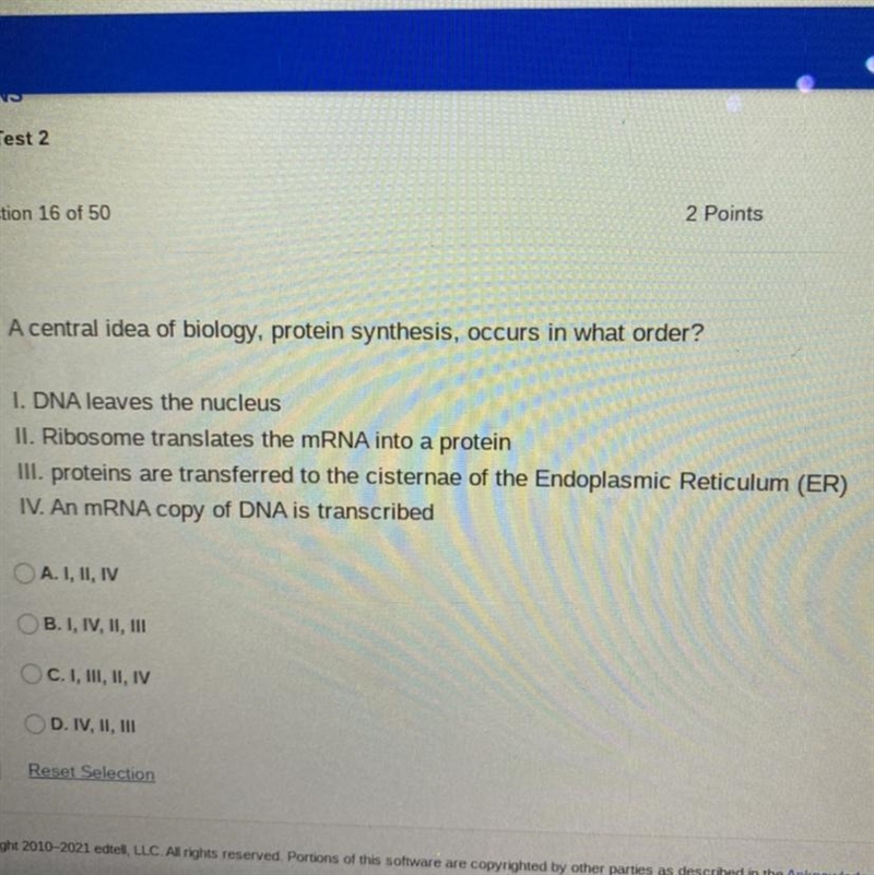 A central idea of biology, protein synthesis, occurs in what order?-example-1