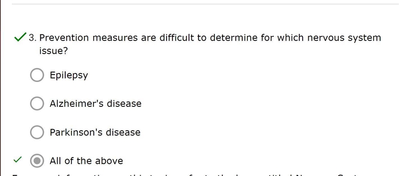 Prevention measures are difficult to determine for which nervous system issue?-example-1