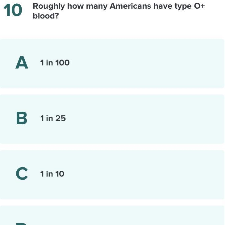 Please answer quick and correctly The last choice is 1 in 2.5 btw-example-1