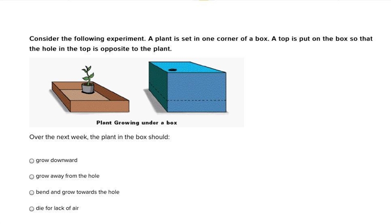 HELP!!!!!! IM CONFUSED HELP ME!!! Consider the following experiment. A plant is set-example-1