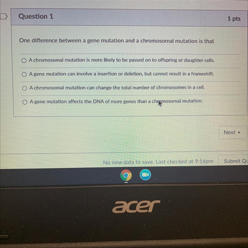 One difference between gene mutation and chromosomal mutation that-example-1