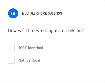 How will the two daughters cells be? a) 100% identical b) Not identical-example-1