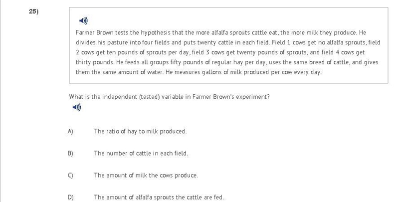 Farmer Brown tests the hypothesis that the more alfalfa sprouts cattle eat, the more-example-1