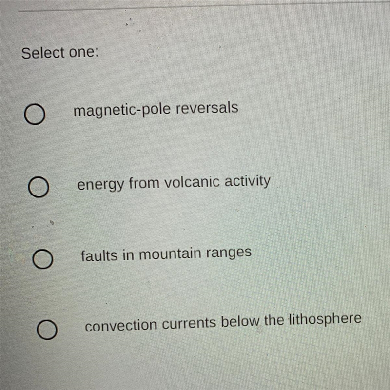 Which of the following appear to cause movement of the Earth's tectonic plates?-example-1