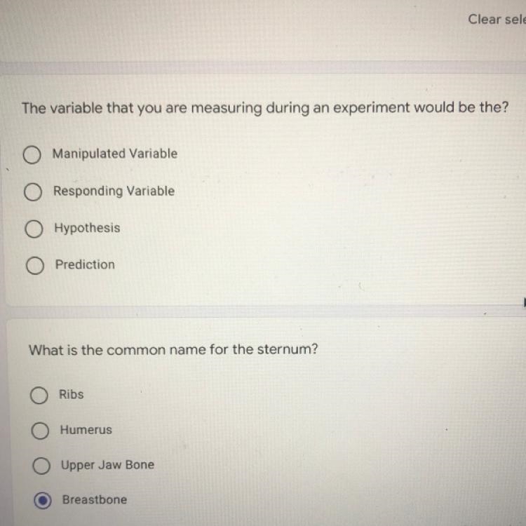 The variable your measuring during an experiment would be the?-example-1