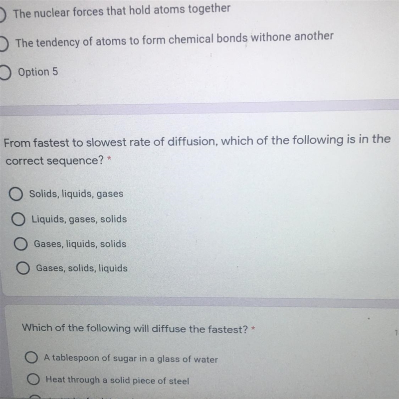 From fastest to slowest rate of diffusion, which of the following is in the correct-example-1