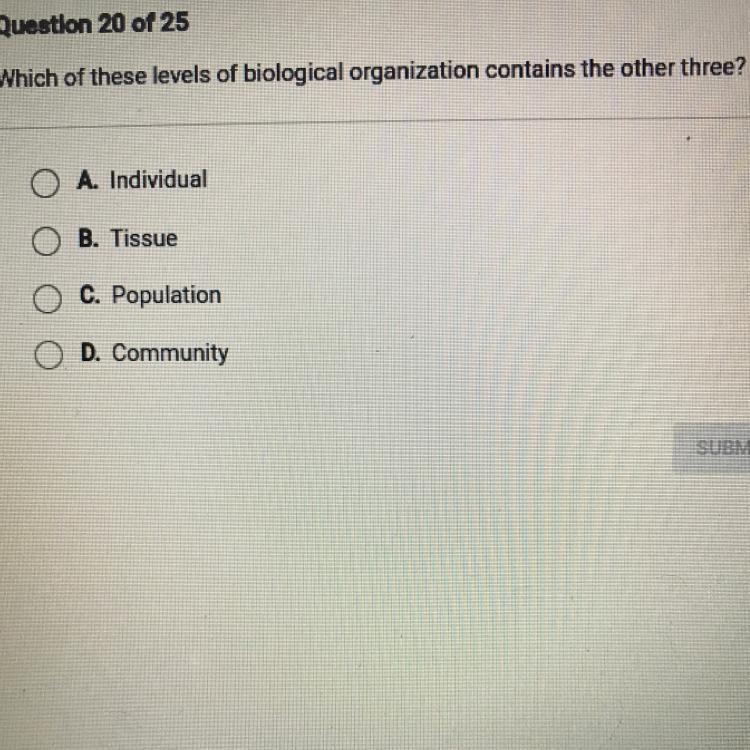 Can anyone plz help me Which of these levels of biological organization contains the-example-1