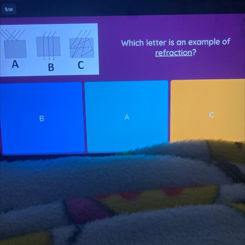 Which letter is an example of refraction?-example-1