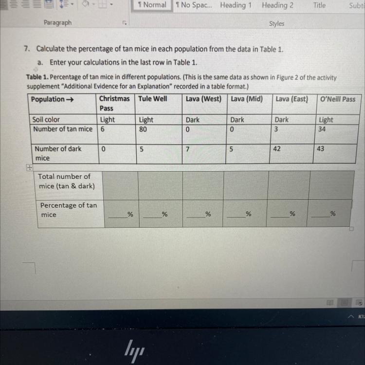 Calculate the percentage of ram mice in each population from the data in table 1-example-1