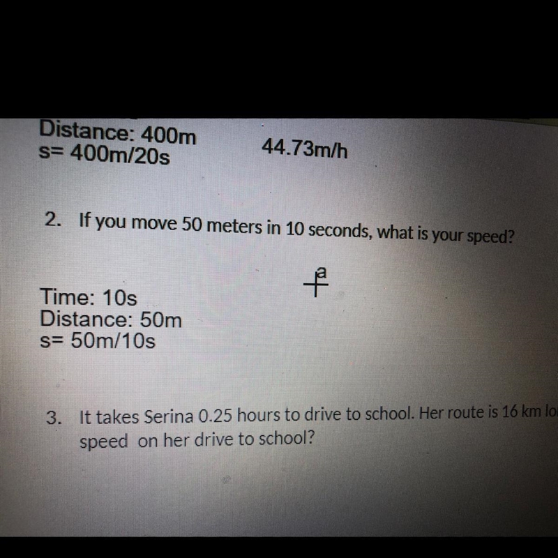 If you move 50 meters in 10 seconds, what is your speed?-example-1