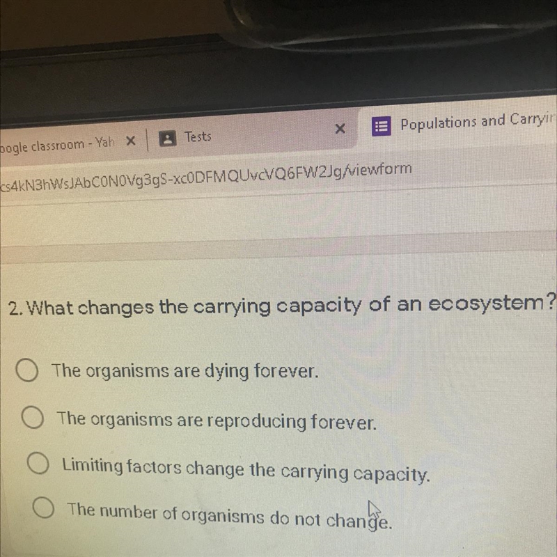 What changes the carrying capacity of an ecosystem?-example-1