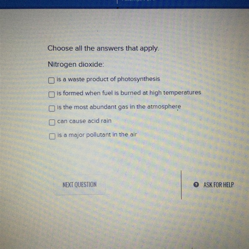 Choose all the answers that apply nitrogen dioxide￼-example-1