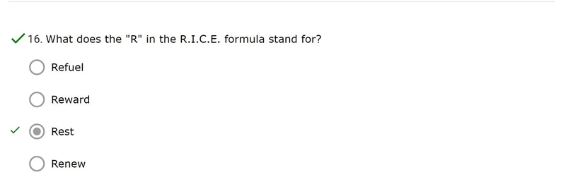 What does the "R" in the R.I.C.E. formula stand for?-example-1