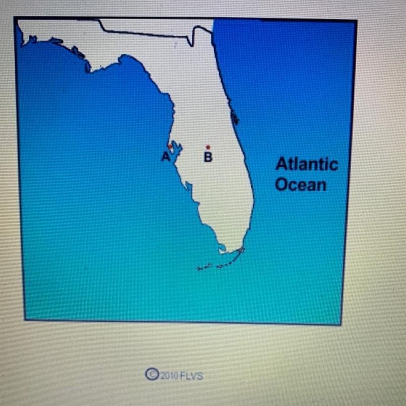 Which of these statements is most likely correct about Location A and Location B? Location-example-1