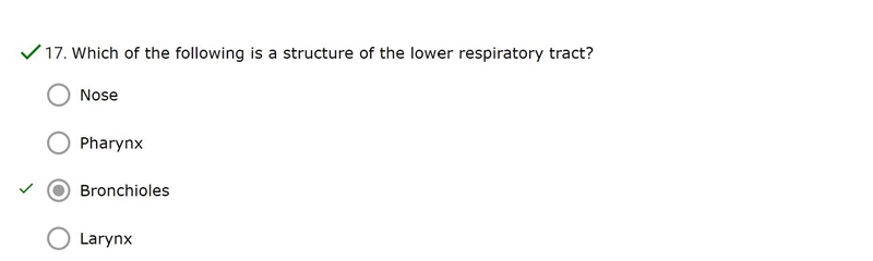 Which of the following is a structure of the lower respiratory tract?-example-1