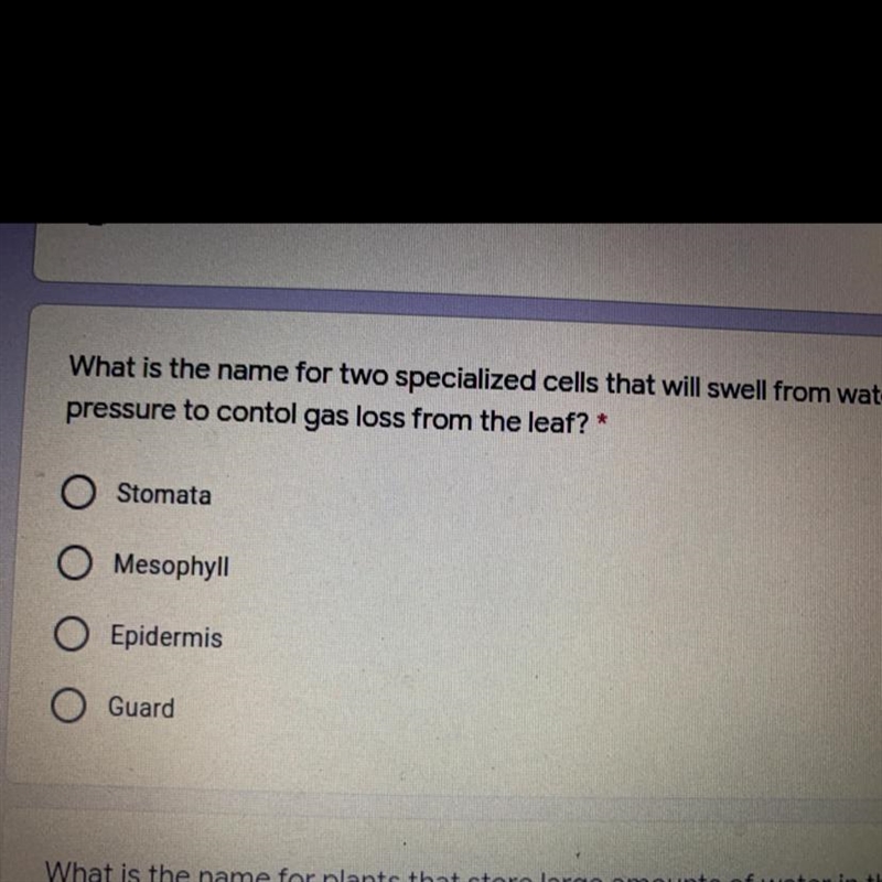 What is the name for two specialized cells that will swell from water pressure to-example-1