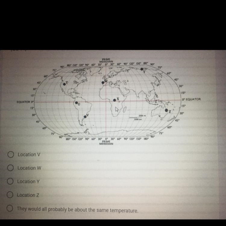 Locations V, W, Y and Z are all at the SAME ELEVATION... Which location would you-example-1