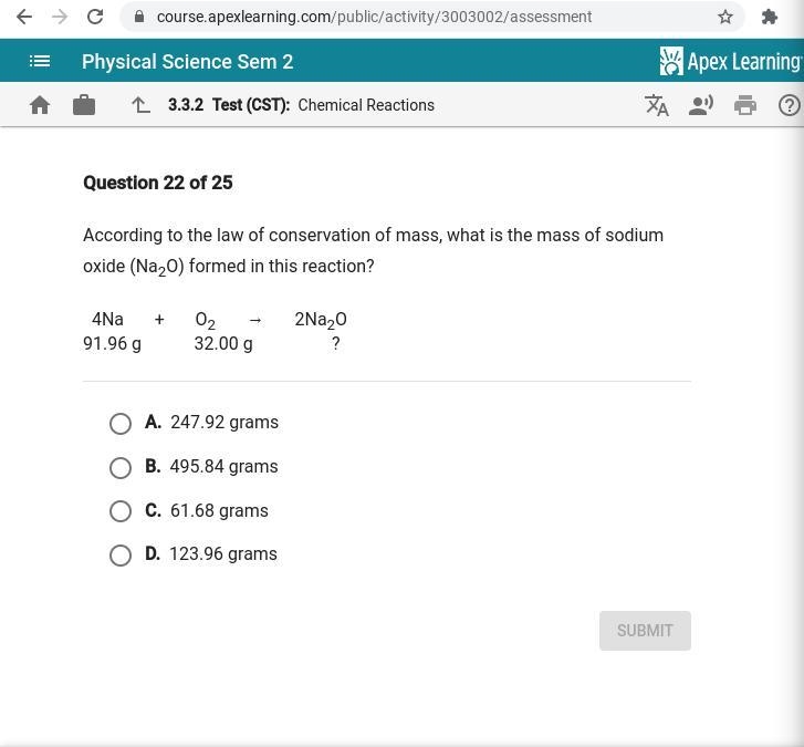 According to the law of conservation of mass, what is the mass of sodium oxide (Na-example-1