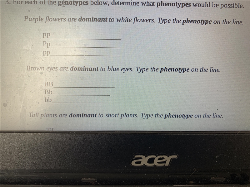 For each type of the genotypes below determine what phenotypes would be possible.-example-1