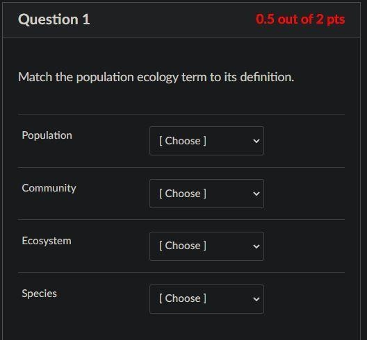 Match the population ecology term to its definition.-example-1