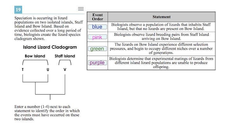 List the following colored events in the order in which they occurred (see attached-example-1