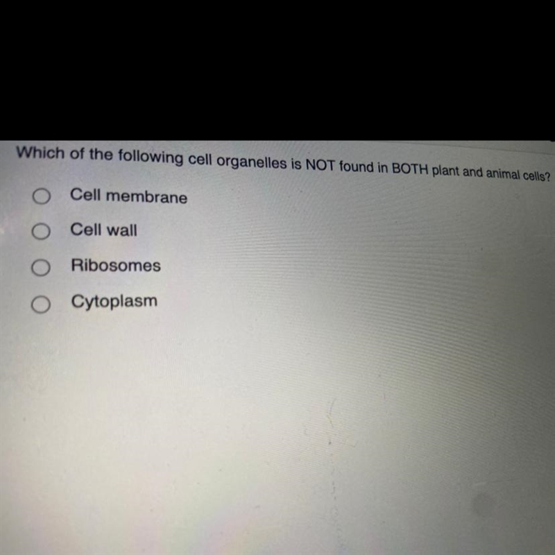 Which of the following cell organelles is NOT found in both plant and animal cells-example-1