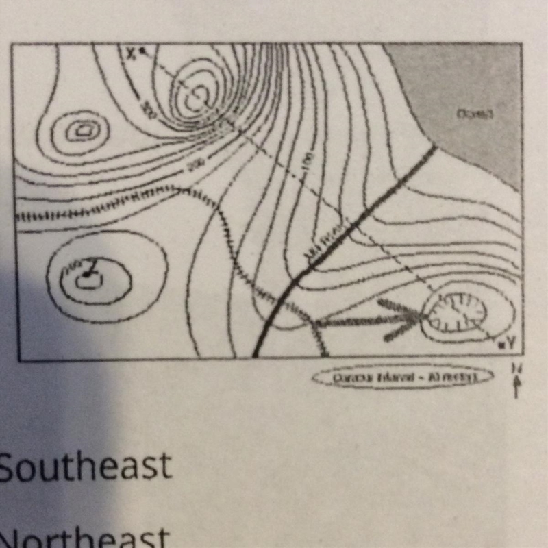 In which direction is Mill River flowing? a) Southeast b) Southwest O c) Northeast-example-1