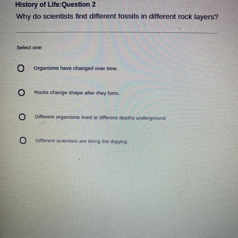 Why do scientists find different fossils in different rock layers?-example-1