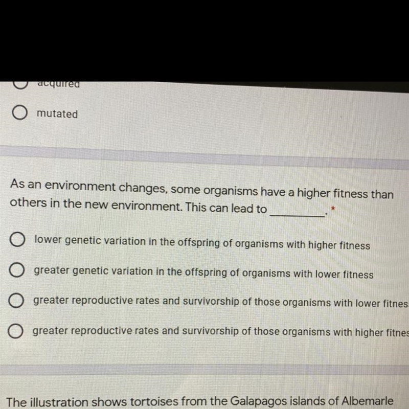 as an environment changes some organisms have a higher fitness than others in the-example-1