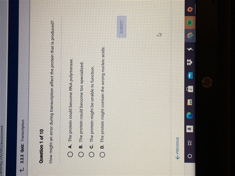 How might an error during transcription affect the protein that is produced?-example-1