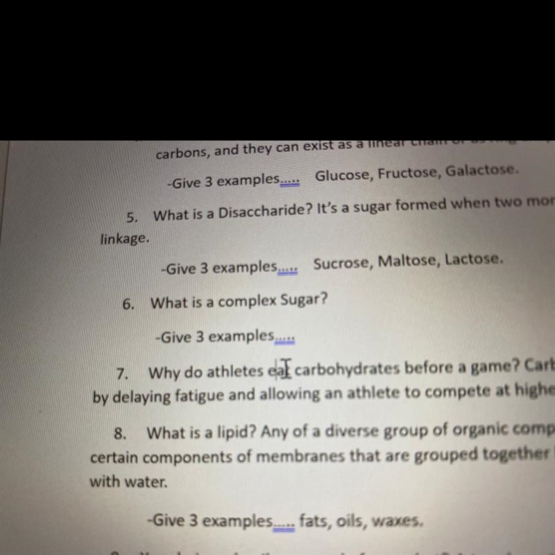 What is a complex Sugar? Please a specific answer(make more sense)-example-1