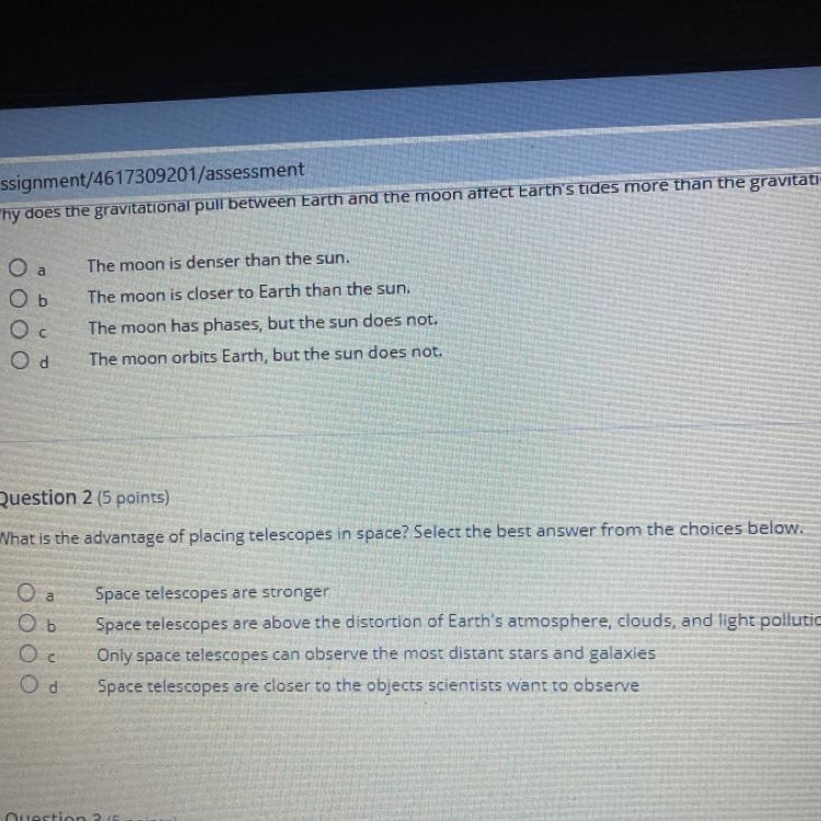 What is the advantage of placing telescopes in space?-example-1