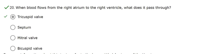 When blood flows from the right atrium to the right ventricle, what does it pass through-example-1