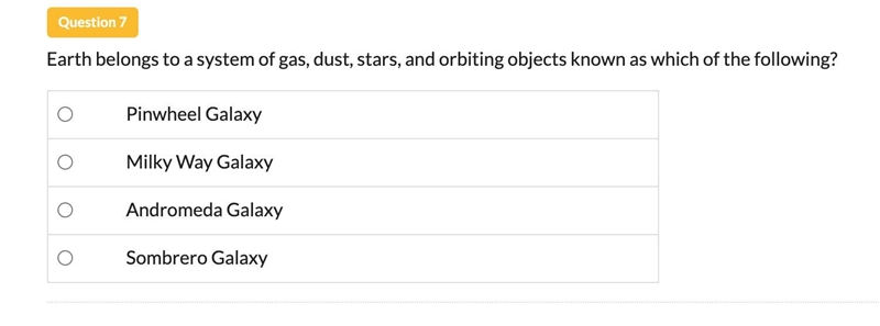 The earth belongs to a system of gas, dust, stars, and orbiting objects known as which-example-1