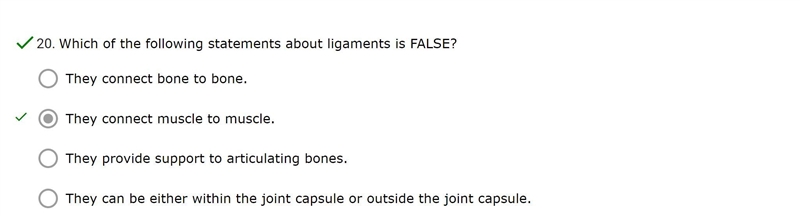 Which of the following statements about ligaments is FALSE?-example-1