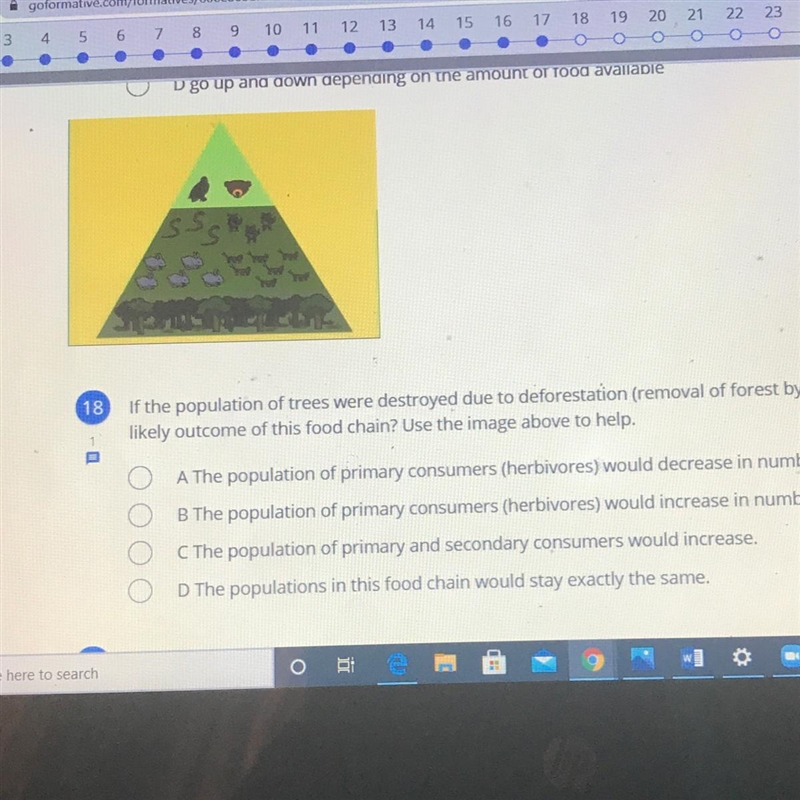 If the population of tree were destroyed due to deforestation what is the most likely-example-1