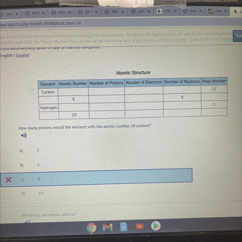 How many protons would the element with the atomic number 10 contain?-example-1