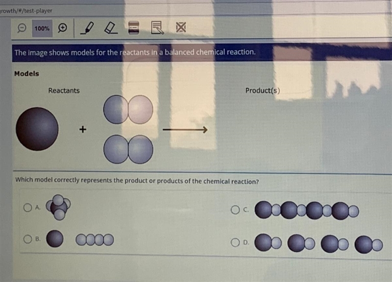 The image shows models for the reactants in a balanced chemical reaction. Models Reactants-example-1