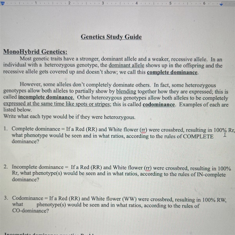 ‼️CAN SOMEONE PLEASE HELP ME WITH THIS‼️ MonoHybrid Genetics: Most genetic traits-example-1