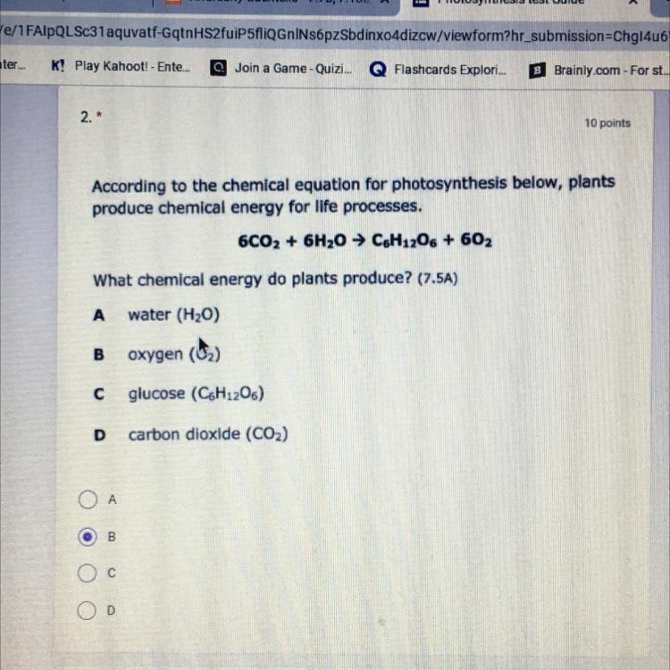 10 pointsSIENCE According to the chemical equation for photosynthesis below, plants-example-1