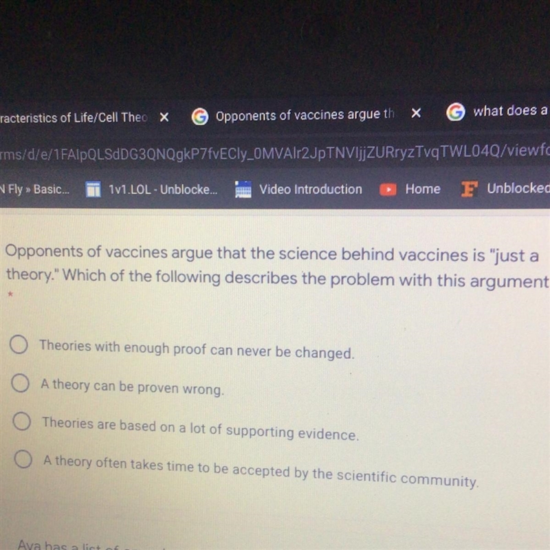 Opponents of vaccines argue that the science behind vaccines is “just a theory.”which-example-1