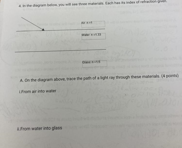 In the diagram below, you will see three materials. Each has its index of refraction-example-1